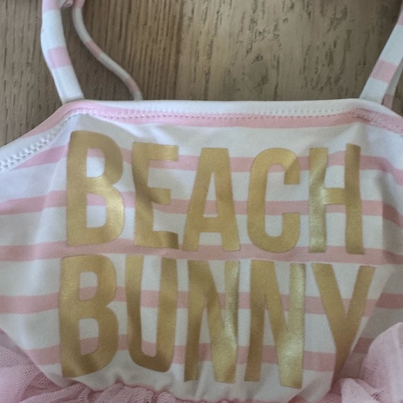 Shade Critters BEACH BUNNY tutu one piece swimsuit pink white 2T - Picture 2 of 5